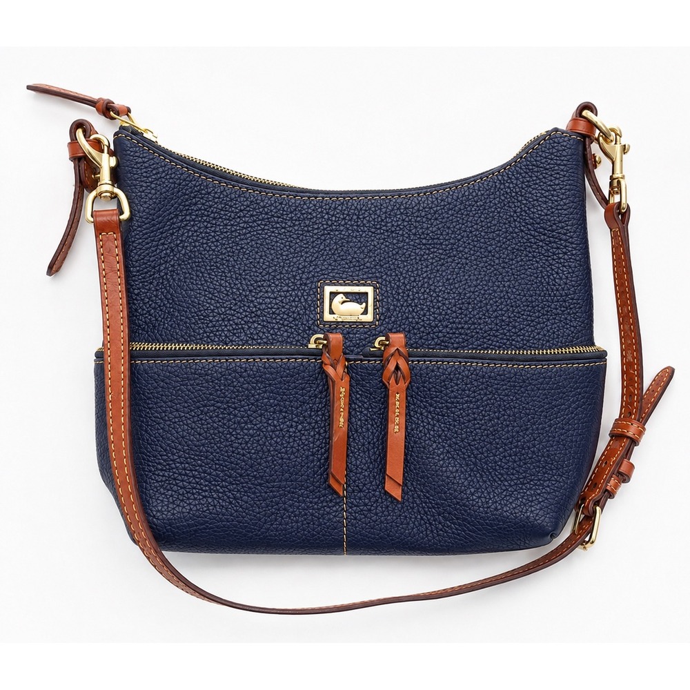 Dooney & Bourke Pebble Grain Alyssa Crossbody Bag Midnight Blue Leather Purse